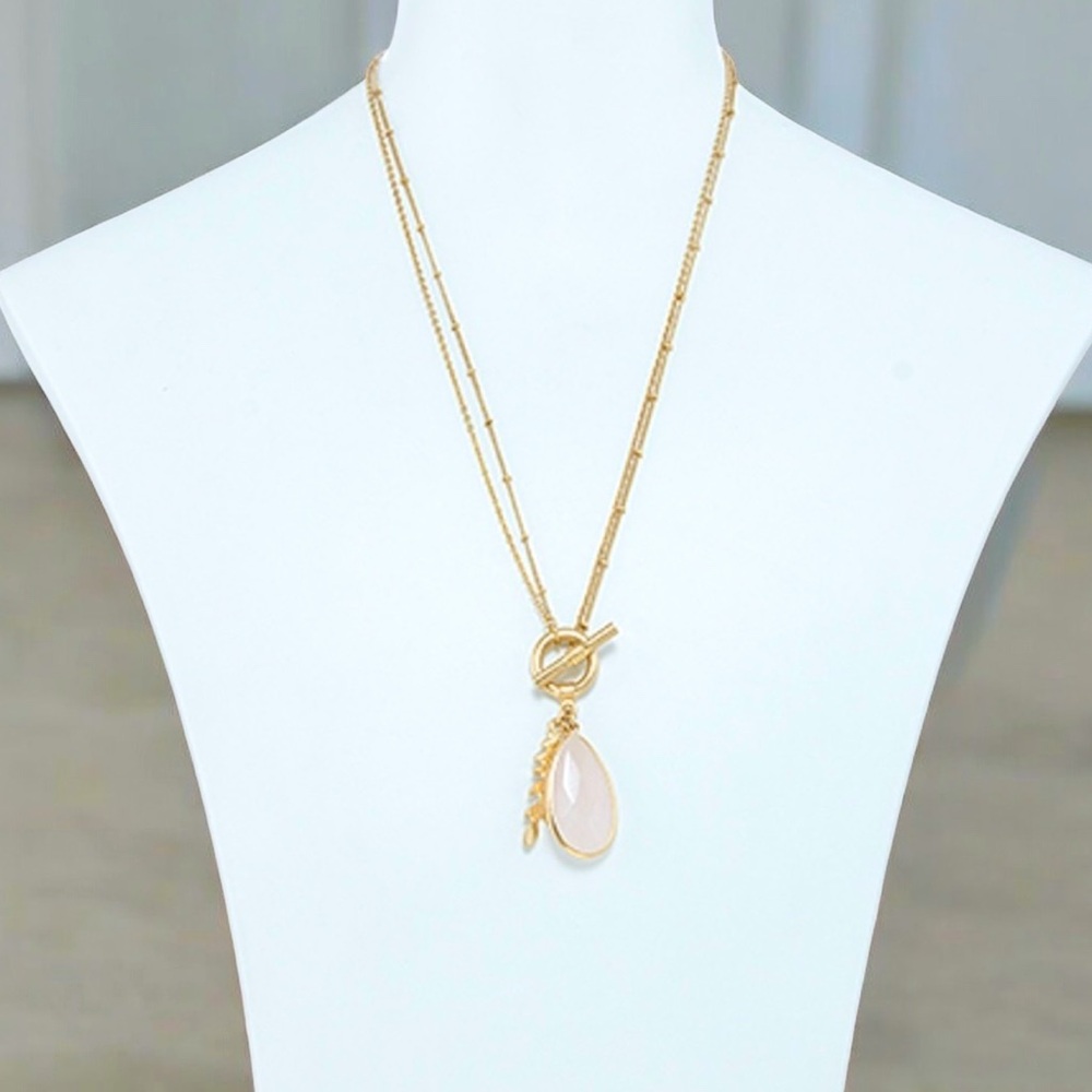 SEMI PRECIOUS STONE CHARM TOGGLE NECKLACE